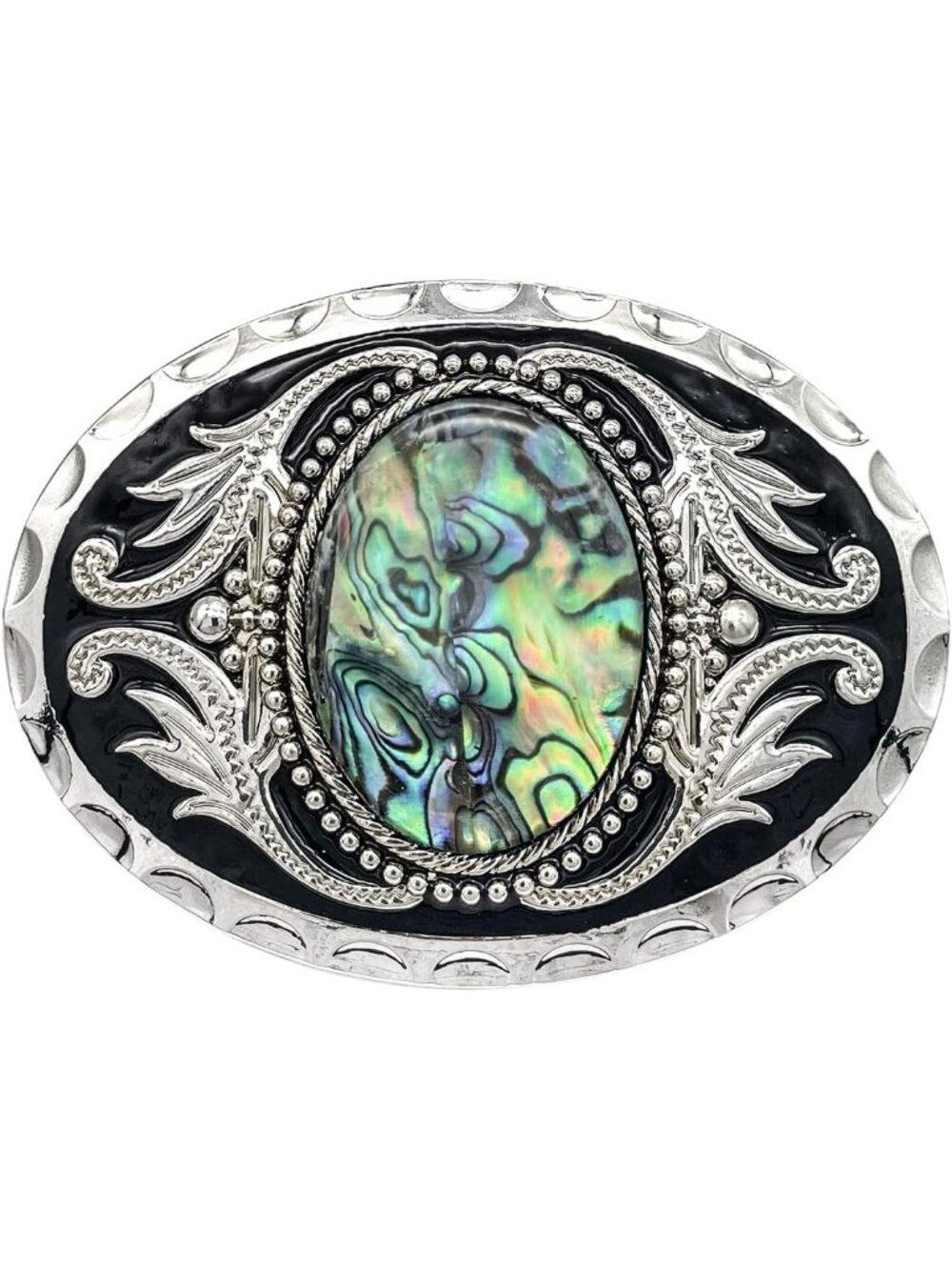 Unisex B-abalone Shel Vintage American Western Cowboy Turquoise Ston Belt Buckle